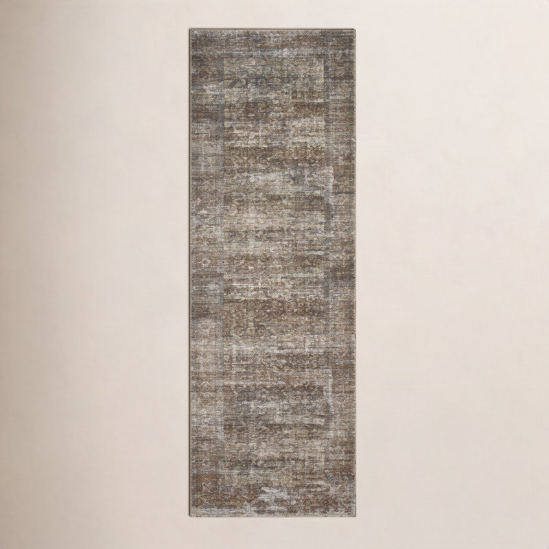 Tapis oriental tabac / rouille Billie, Tapis de couloir 2 pi 6 po x 12 pi