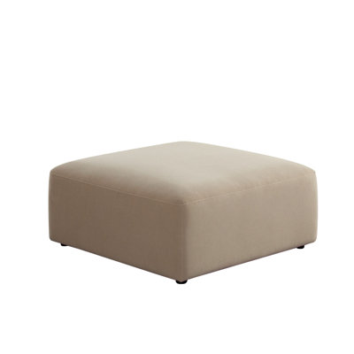 Zia Ottoman In Light Camel Performance Velvet Fabric