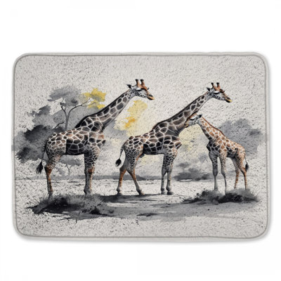 Tapis de bain aquarelle Girafe Family