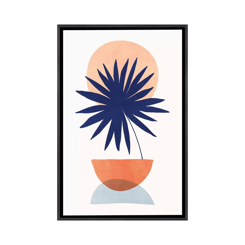 Iles dans le soleil-impression d’art graphique, Pas de tapis, H 40 po x l 26 po x P 1,5 po, Toile avec cadre noir patiné