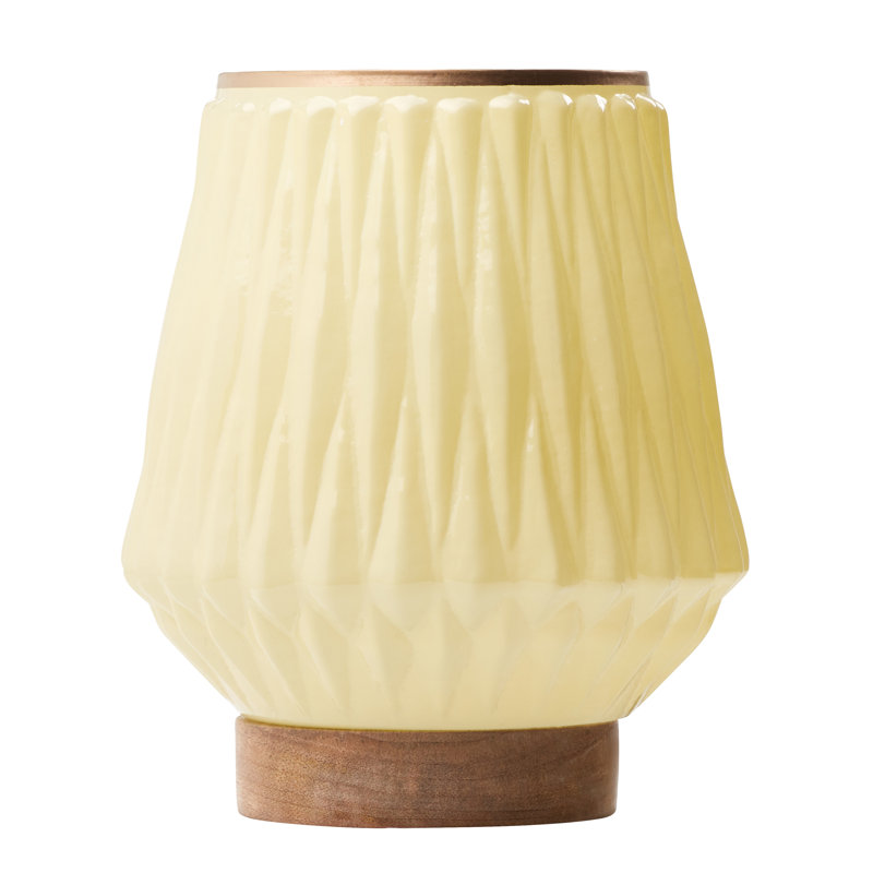 7.75"H Emily Yellow And Gold Trapezoid Shade Block Base Accent Lamp