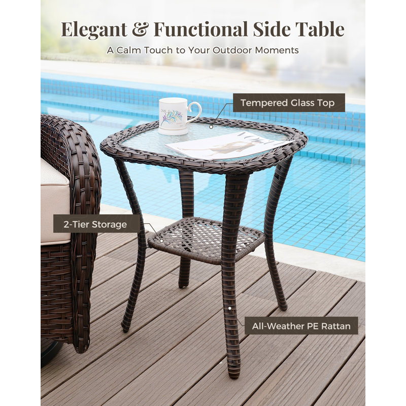 Ensemble de meubles de patio avec coussins de luxe de 6 po, 5 chaises pivotantes à haut dossier pivotant et repose-pieds, ensemble de conversation en osier pour terrasse, porche, cour, bord de piscine, beige