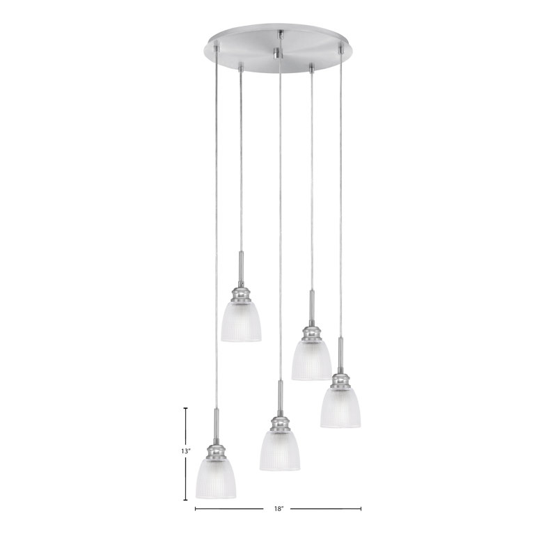 Luminaire suspendu grappe 5 lumières Edge, Nickel brossé