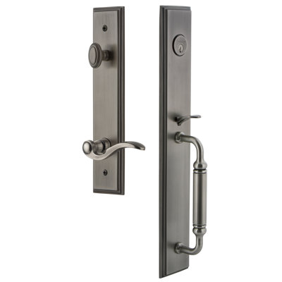Carré One-Piece Handleset with Single Cylinder Deadbolt and C Grip with Bellagio Lever