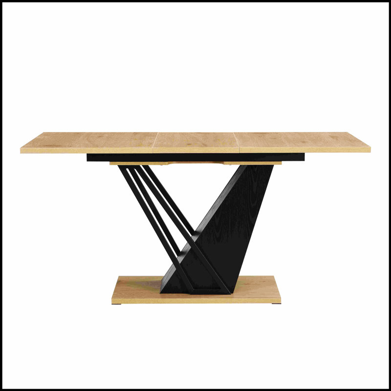 Table de salle à manger extensible 61,81 (46,46) pouces, conception rectangulaire moderne avec structure en métal robuste et base en bois aggloméré