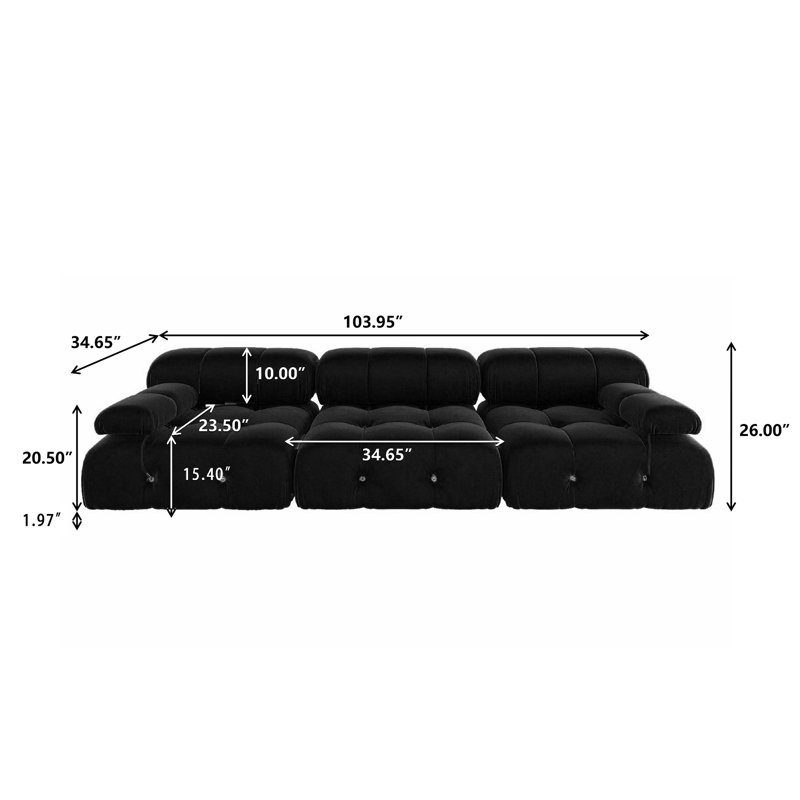 Cylan 104" Black Upholstered Sofa