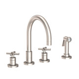 East Linear Double Handle Kitchen Faucet with Side Spray
