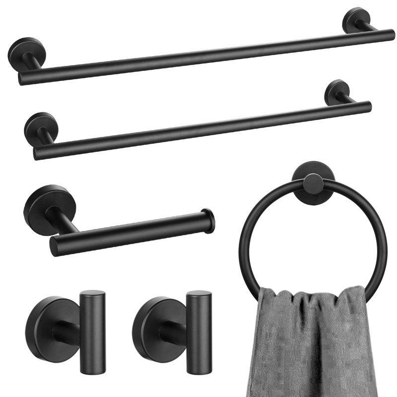 Ensemble de quincaillerie de salle de bain 6 pièces, Noir