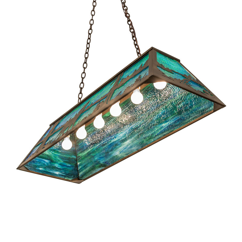 48" Long Wolf At Lake Oblong Pendant