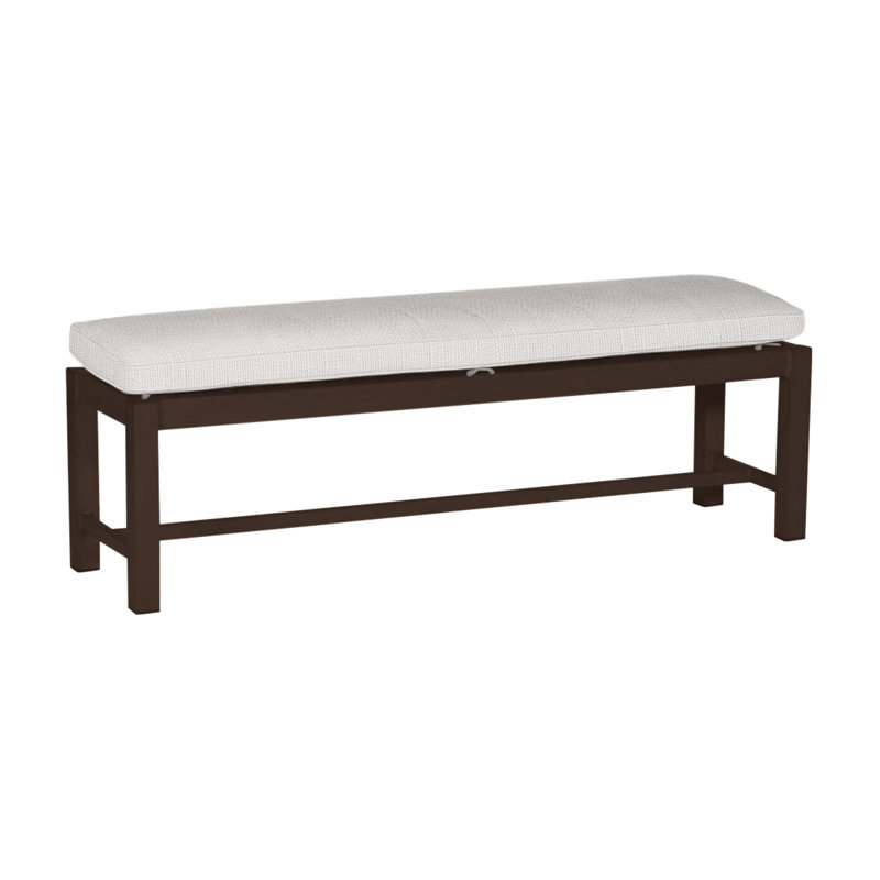 Banc d'extérieur sans dossier 60 po Club Wrought, Welt, Sunbrella® ‑ lin neige, Acajou