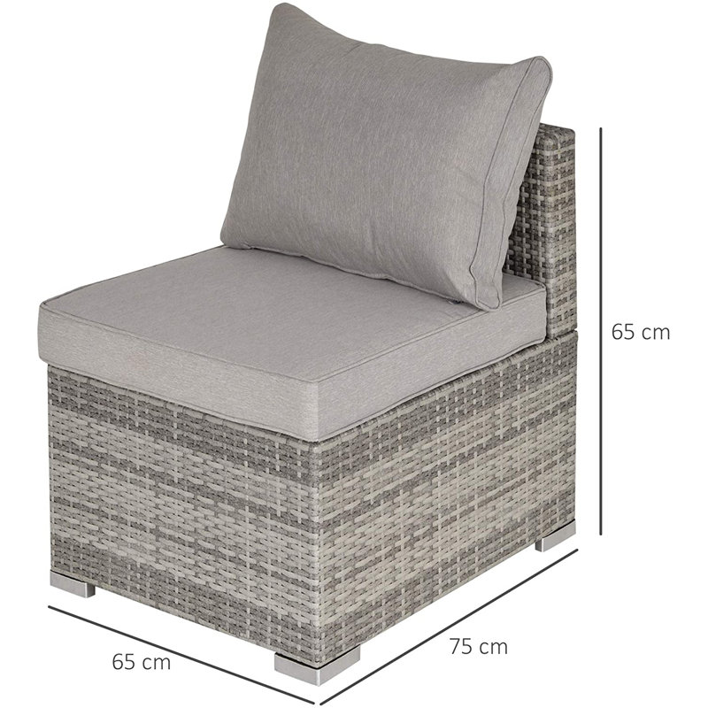 Gennett Wicker Outdoor Armless Lounge Chair, Light Grey/Beige