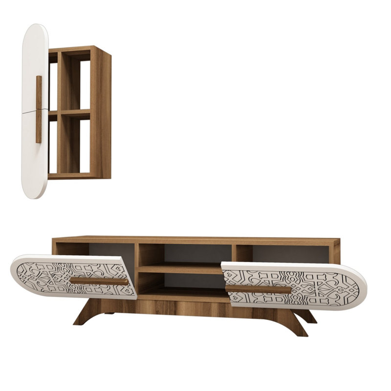Shelese Entertainment Center for TVs up to 49", Walnut/White