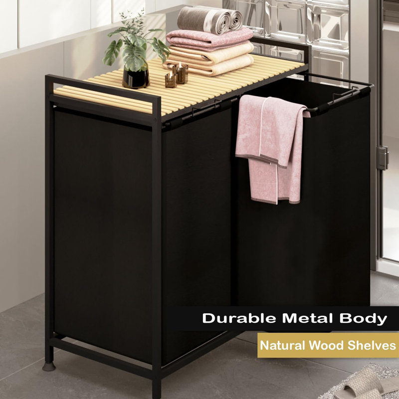 2-Compartment Laundry Hamper with Lid – Large 123L Dirty Clothes Basket