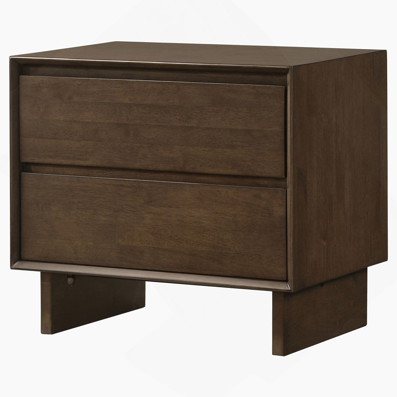 Table de chevet 2 tiroirs brun chaud