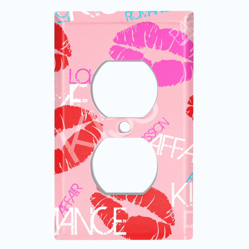 Patterned 1 - Gang Duplex Outlet Standard Wall Plate, Pink