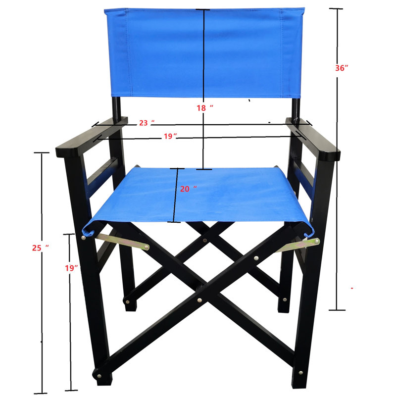 Ahlers 2 Folding Chair - Blue Canvas Covered Wooden Director Chair. Build. Strong Load-Bearing Capacity. Easy To Clean And Breathable. Foldable For Convenient Mobility Storage. For All. 23 In Depth, 20