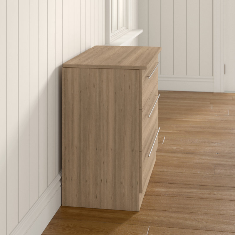 Fully Assembled Lyndale 3 Drawer Chest, Bordeaux Oak