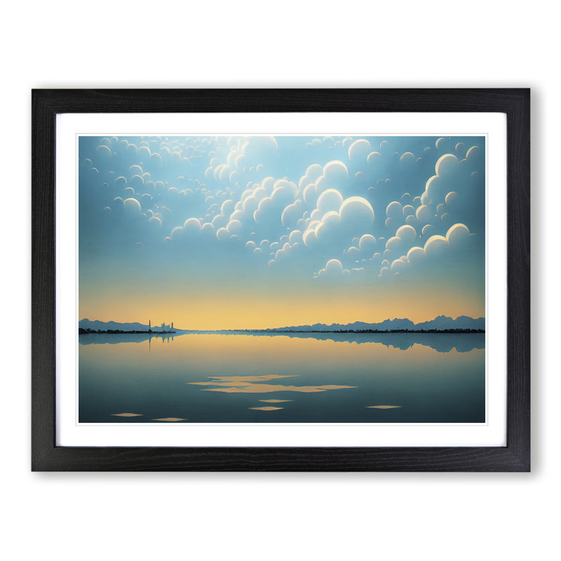 XH1022-8599X Sunrise Lake - Single Picture Frame Print, 46cm H x 64cm W, Black