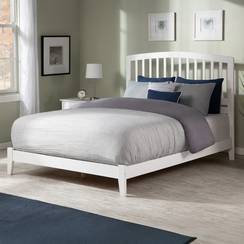 Teja Richmond Low Profile Solid Wood Platform Bed, Full/Double, White