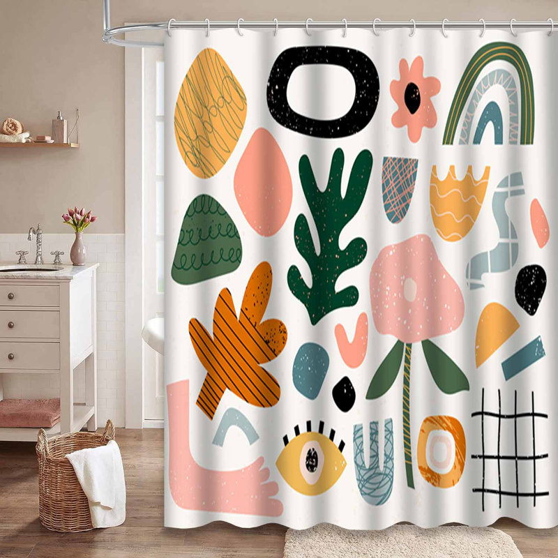 Rideau de douche imperméable à l'eau avec 12 crochets DoodleMod, L 72 po x l 84 po