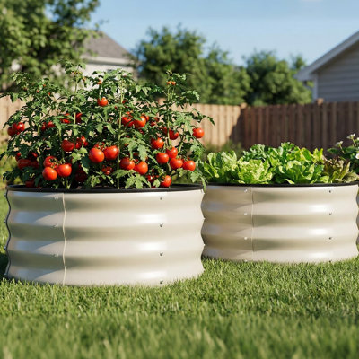  Ensemble de 2 pots de jardin surélevés ronds 2 x 2 x 1 pi, boîte de jardinière en métal galvanisé pour le jardinage extérieur