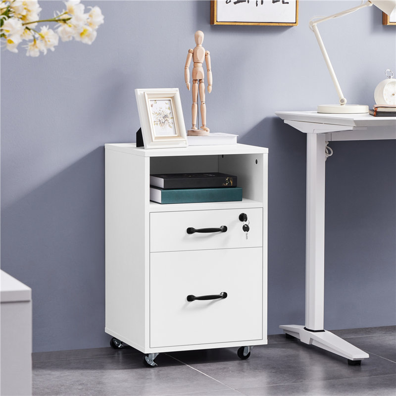 40cm Wide 2 -Drawer Mobile File Cabinet, White