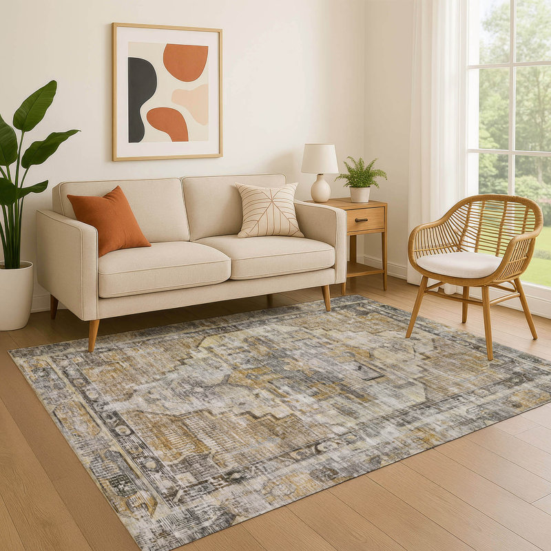 Premium Machine Washable Lubbers AMF1729 Global Rug, Rectangle 5' x 7'6"