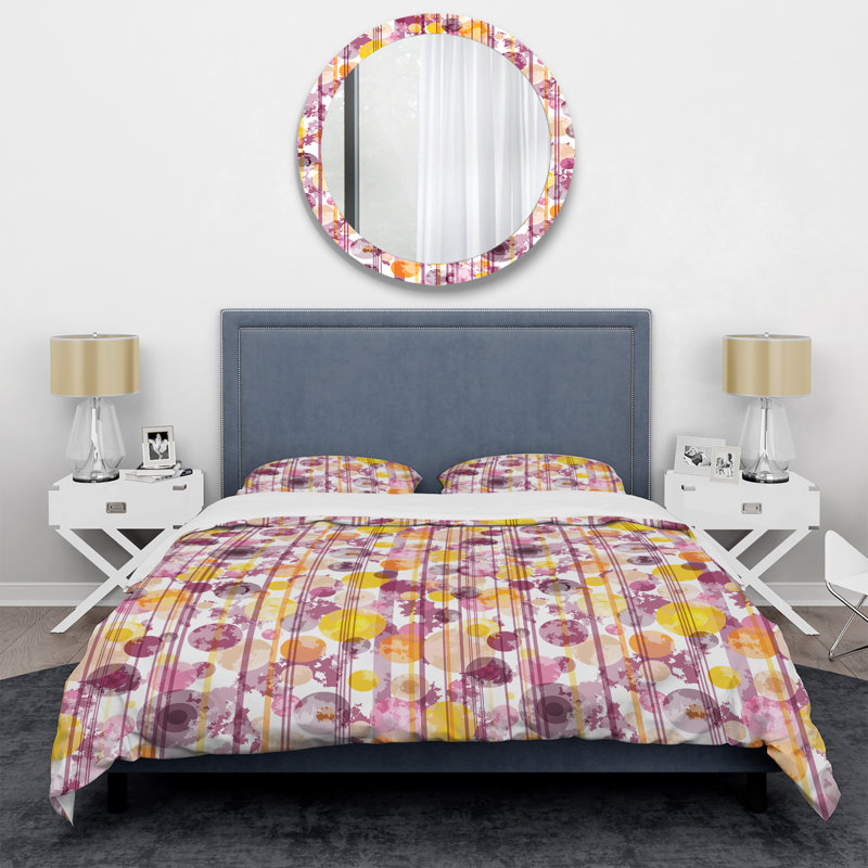 Ensemble de housse de couette en microfibre mauve / jaune 3 pièces, Housse de couette pour très grand lit et 2 très