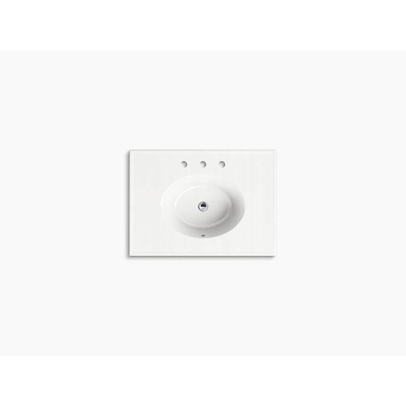 Plateau de meuble-lavabo simple 31 po avec lavabo Ceramique Impressions, Blanc, Ovale