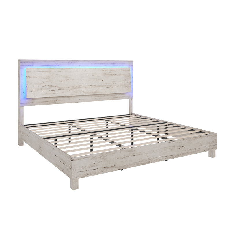 Tête de lit double avec lumières DEL Carnbrock, 47 po, blanc, Double, Blanc