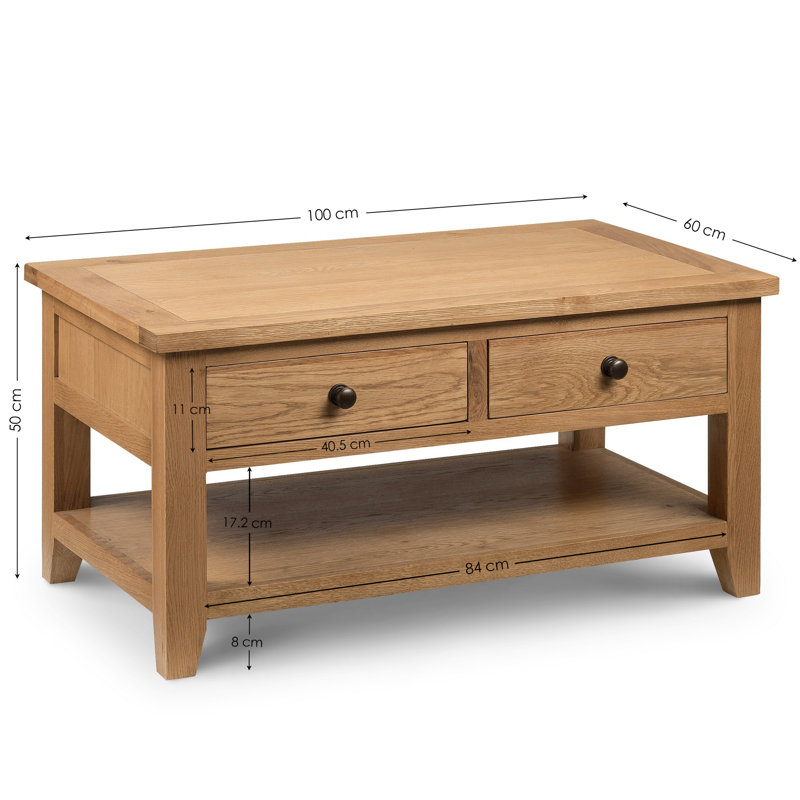 Nutmeg Solid Wood Four Leg Coffee Table with Storage