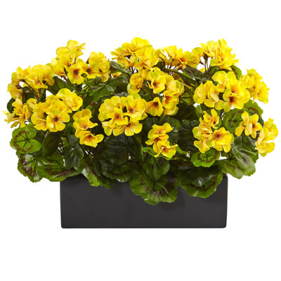 Geranium Silk Plant in Rectangular Planter, UV Resistant (Indoor/Outdoor)