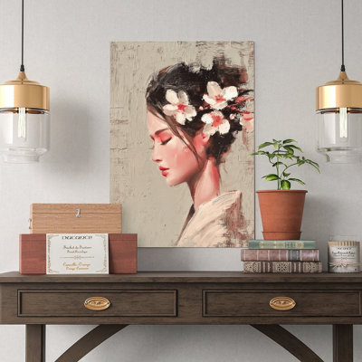Canvas Wall Art Cherry Blossom Woman Oil Painting Wall Art Print Vintage Poster Print Home Decor