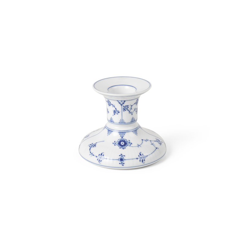 Royal Copenhagen Blue Fluted Plain Candle Holder 2.95", 2.95" H x 3.54" W x 3.54" D