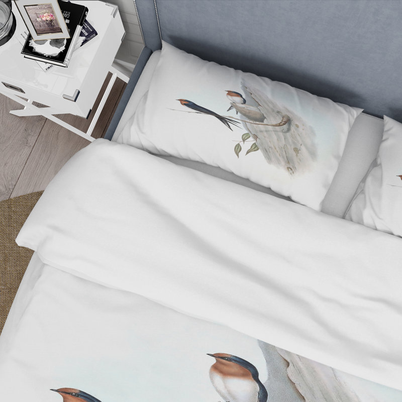 Illustration rétro d'oiseaux australiens II - ensemble de housse de couette traditionnel - microfibre de polyester