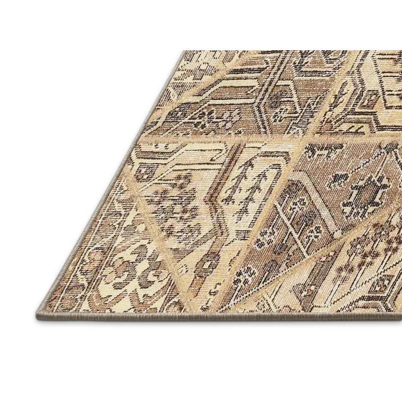 Tapis contemporain beige / brun clair, Rectangle 5 pi x 7 pi