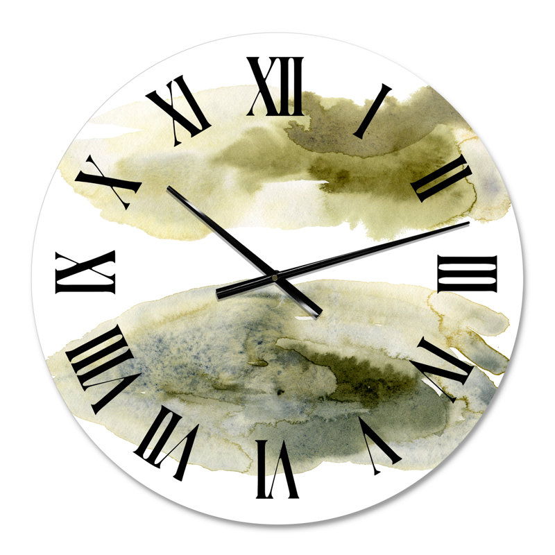 Nuage abstrait vert foncé I - horloge murale moderne, Petit