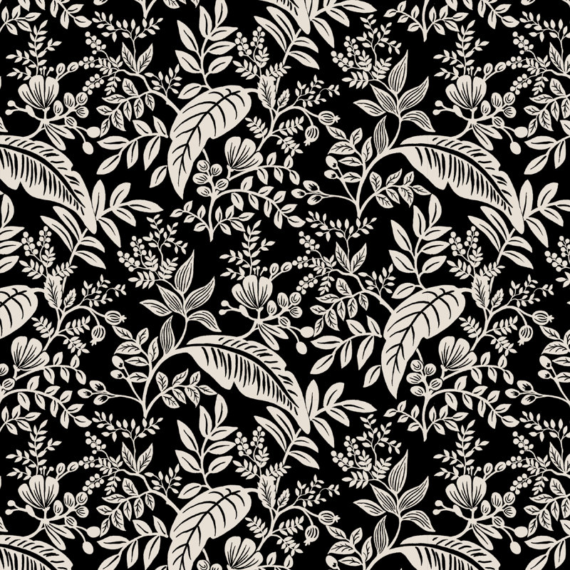 Rifle Paper Co. x Cloth & Company Marion Bed, Rpc Canopy Black & Cream Linen, Full/Double