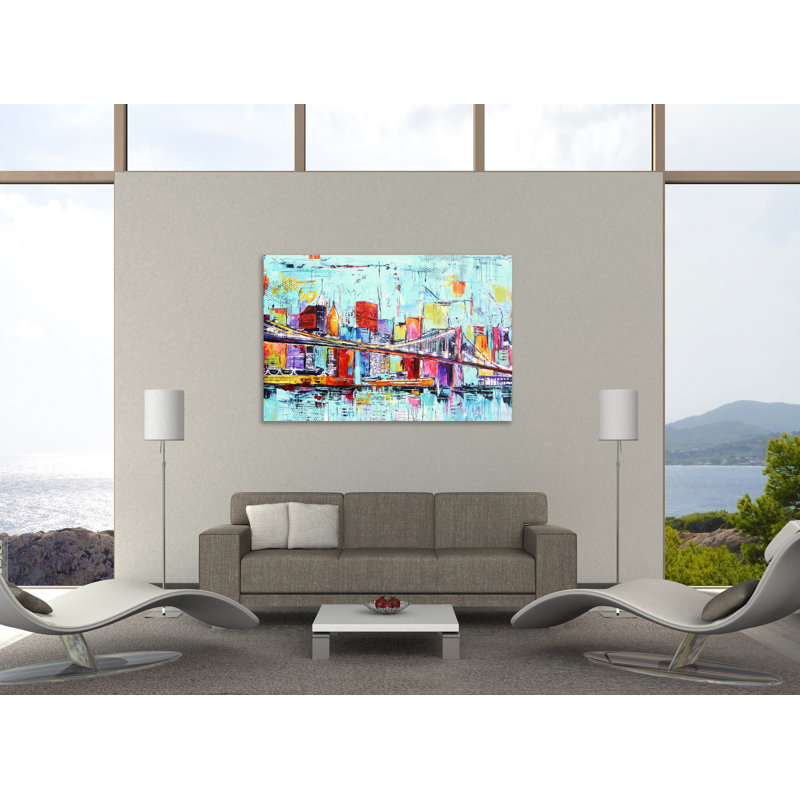 City 1 Piece Wrapped Canvas Painting, 25cm H x 38cm W x 4cm D