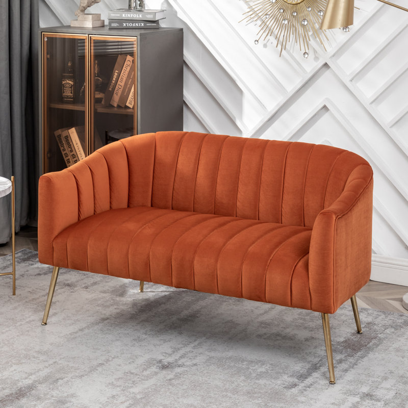 Mossley 51'' Velvet Loveseat, Orange
