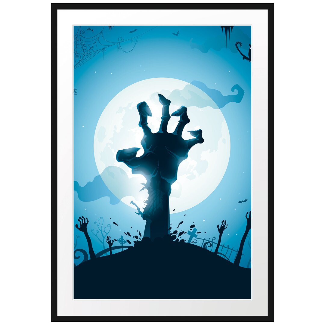 Gerahmtes Poster Gruselige Zombie Hand