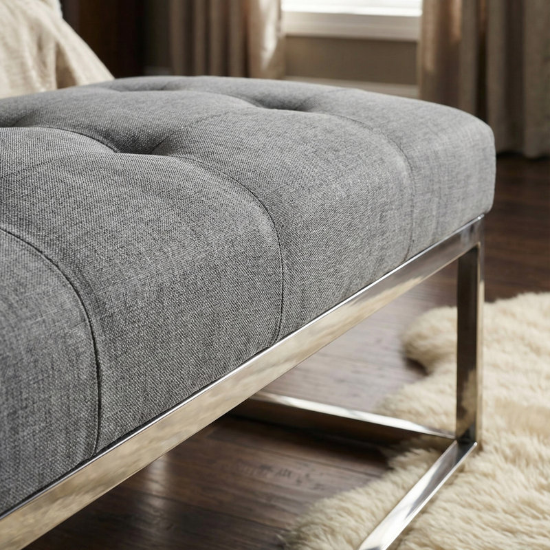 Cheab Vinyl Upholstered Bench, Gray