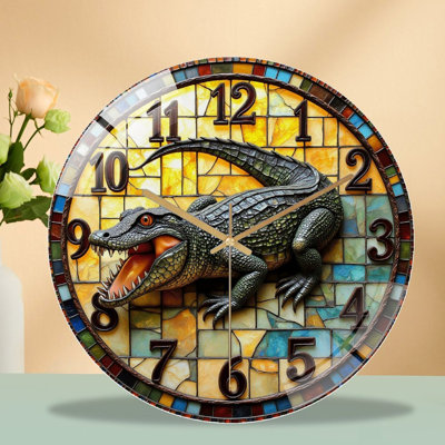 Horloge murale crocodile murale décorative 12 po