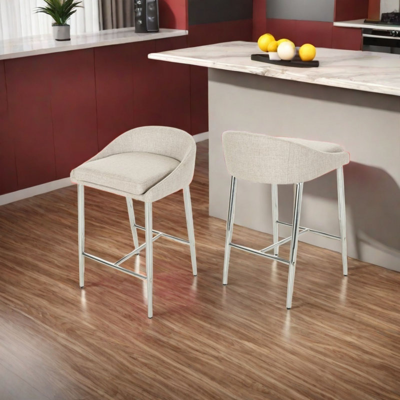 Tabouret de comptoir, tabouret de bar, pour salle à manger, salon de bar avec îlot de cuisine, ensemble de 2, Blanc