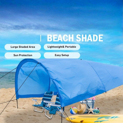 4-8 Person Large Family Camping Canopy Tent, Blue UV Protection Outdoor Beach Tent with Ground Nails & Ropes, Upgraded Portable Sun Shelter for Picnic Travel Backyard Party