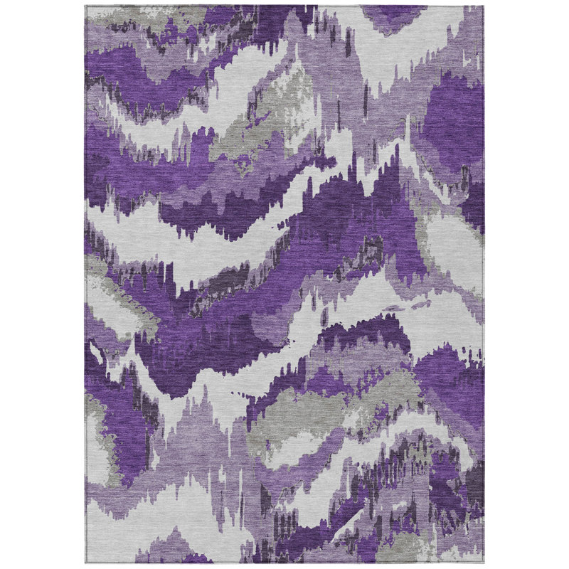 Tapis extérieur lavable abstrait mauve 3 pi x 5 pi mauve et gris