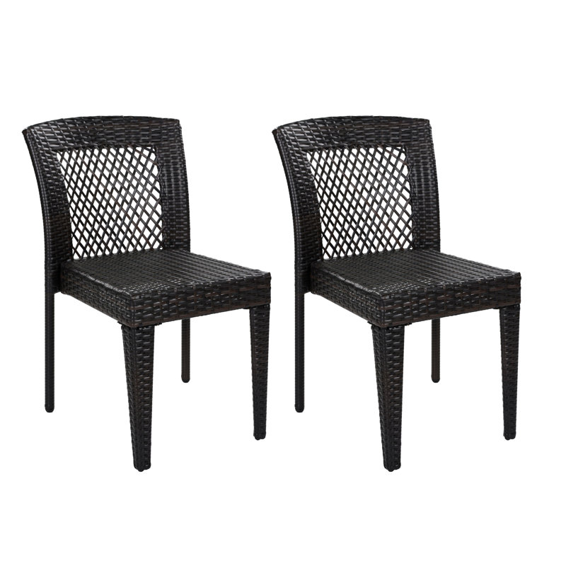 Chaises de patio empilables, en acier rotin Pe, d'extérieur compact et moderne