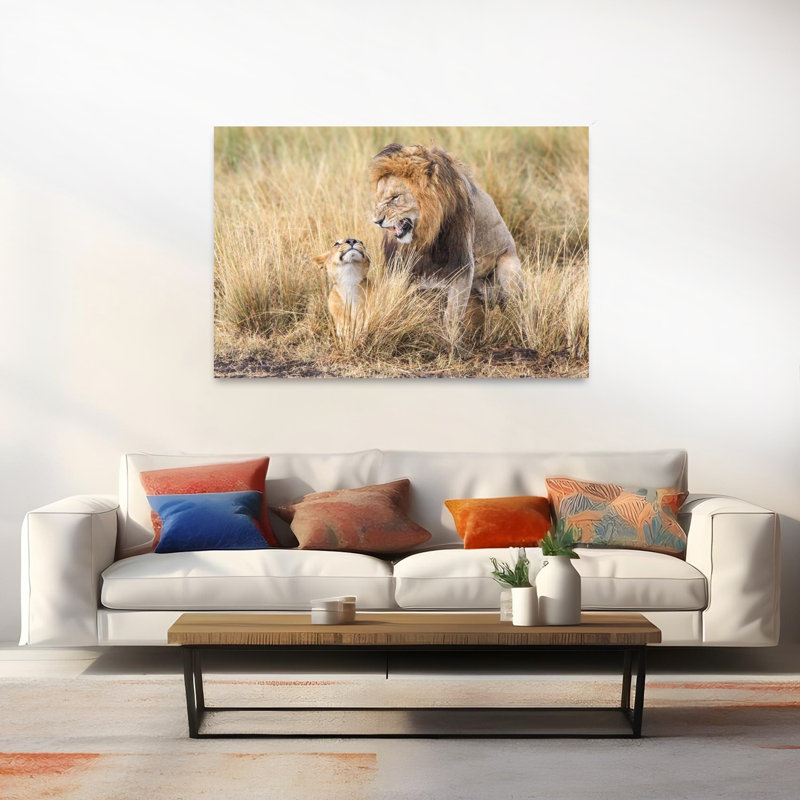 Art mural Lions Intense Moment, 40" H x 60" W
