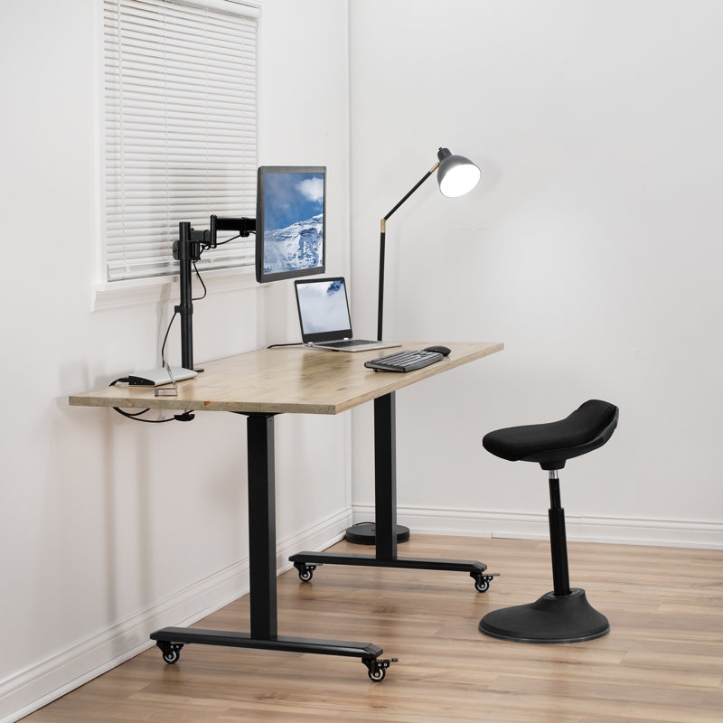 Black Adjustable Single Monitor Desk Mount with Extendable Arm