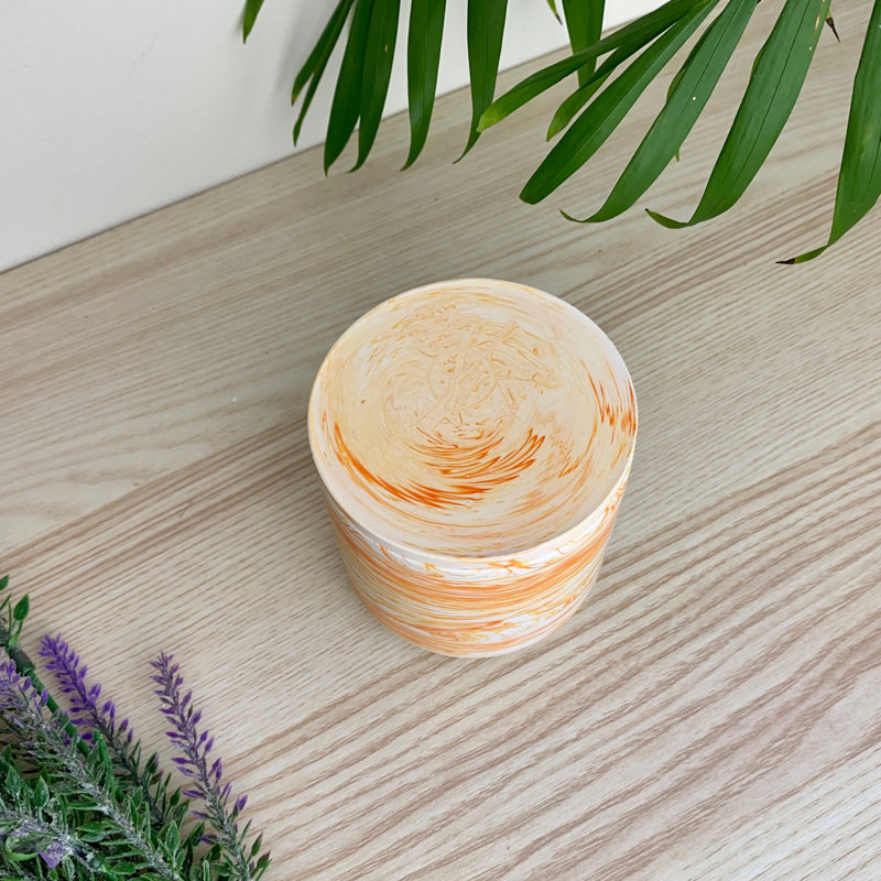 Jesmonite Storage Pot With Lid, Orange